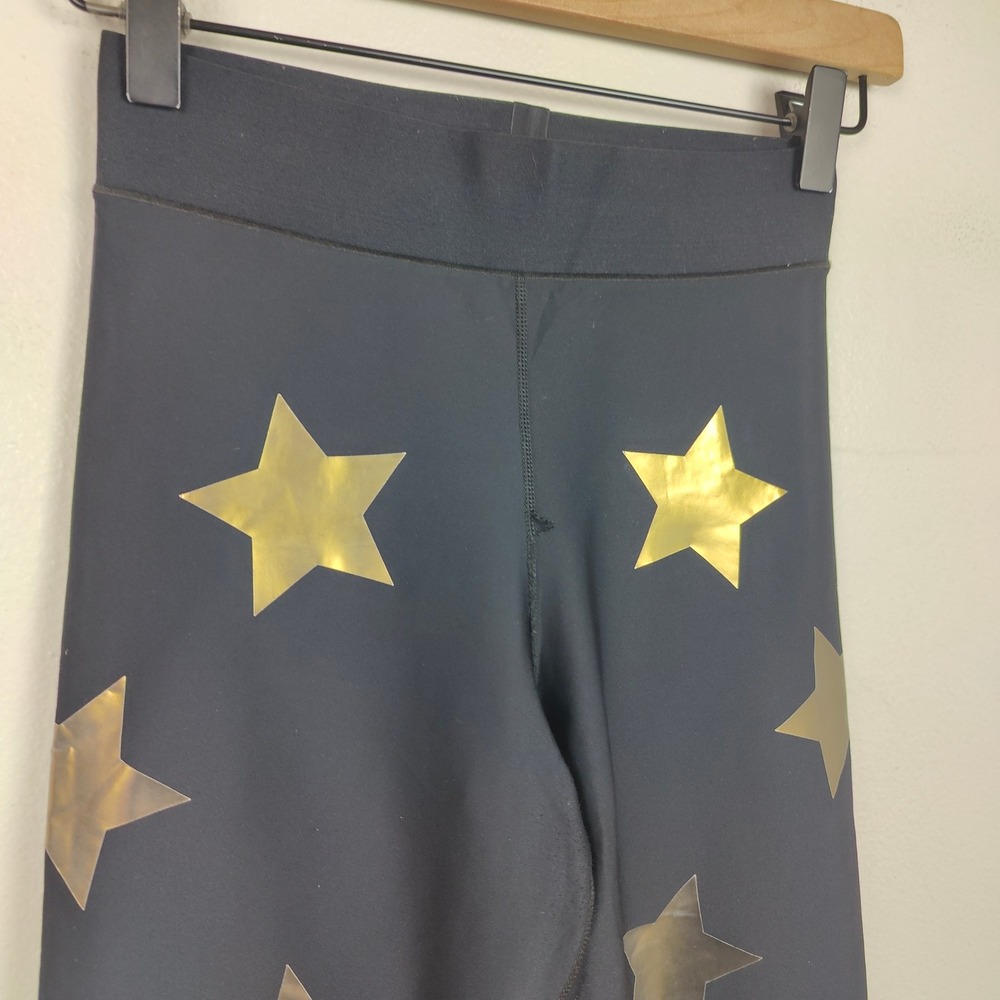Ultracor Leggings‎ Womens XS Black Gold Star Foiled Print Athletic Compression - Picture 2 of 10